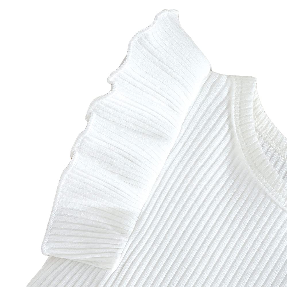 Hopscotch Girls Cotton and Polyester Floral Print T-shirt & Overall Pinafore Set in White Color For Ages 4-5 Years (BE1-4066901)