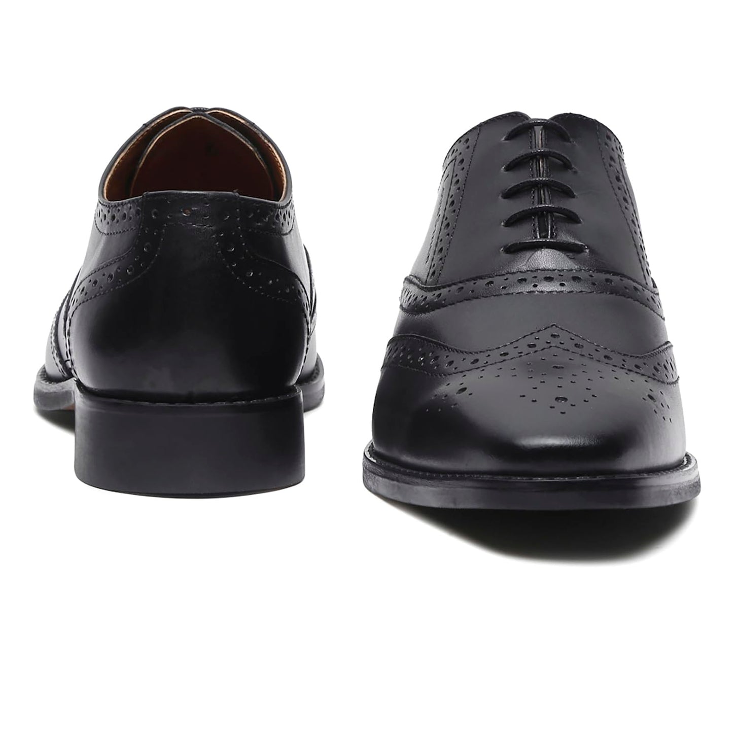 LOUIS STITCH Mens Obsidian Black Italian Leather Wingtip Brogue Handmade Formal Lace Up Shoe for Men (RXBG) - 8 UK