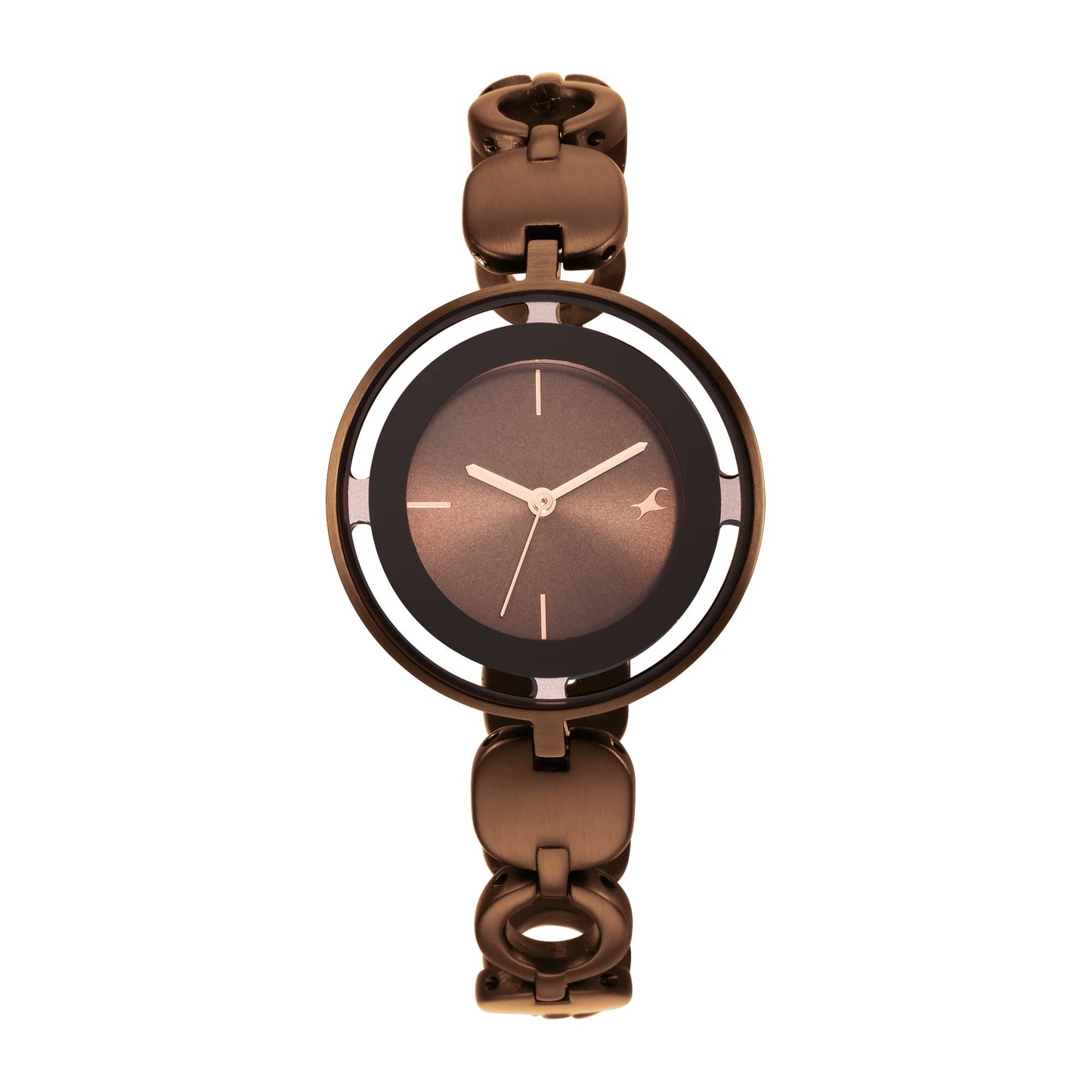 Fastrack Glitch Quartz Analog Brown Dial Metal Strap Watch for Girls-NS6237QM01/NT6237QM01
