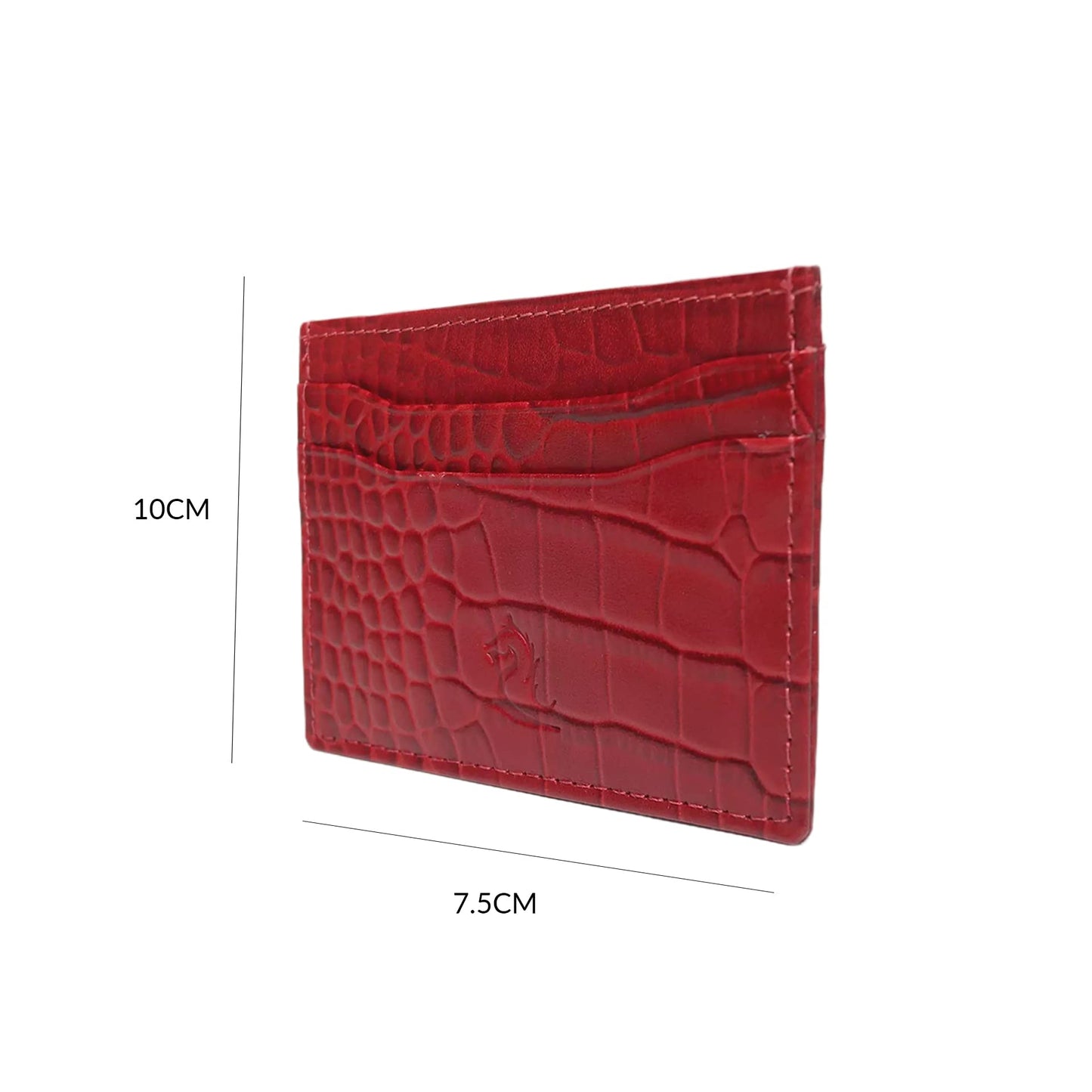 KARA Unisex Embossed Leather Card Holder Red Slim Credit/Debit Cardholder - ATM Card Cover Case wtih 5 Card Holder Slots