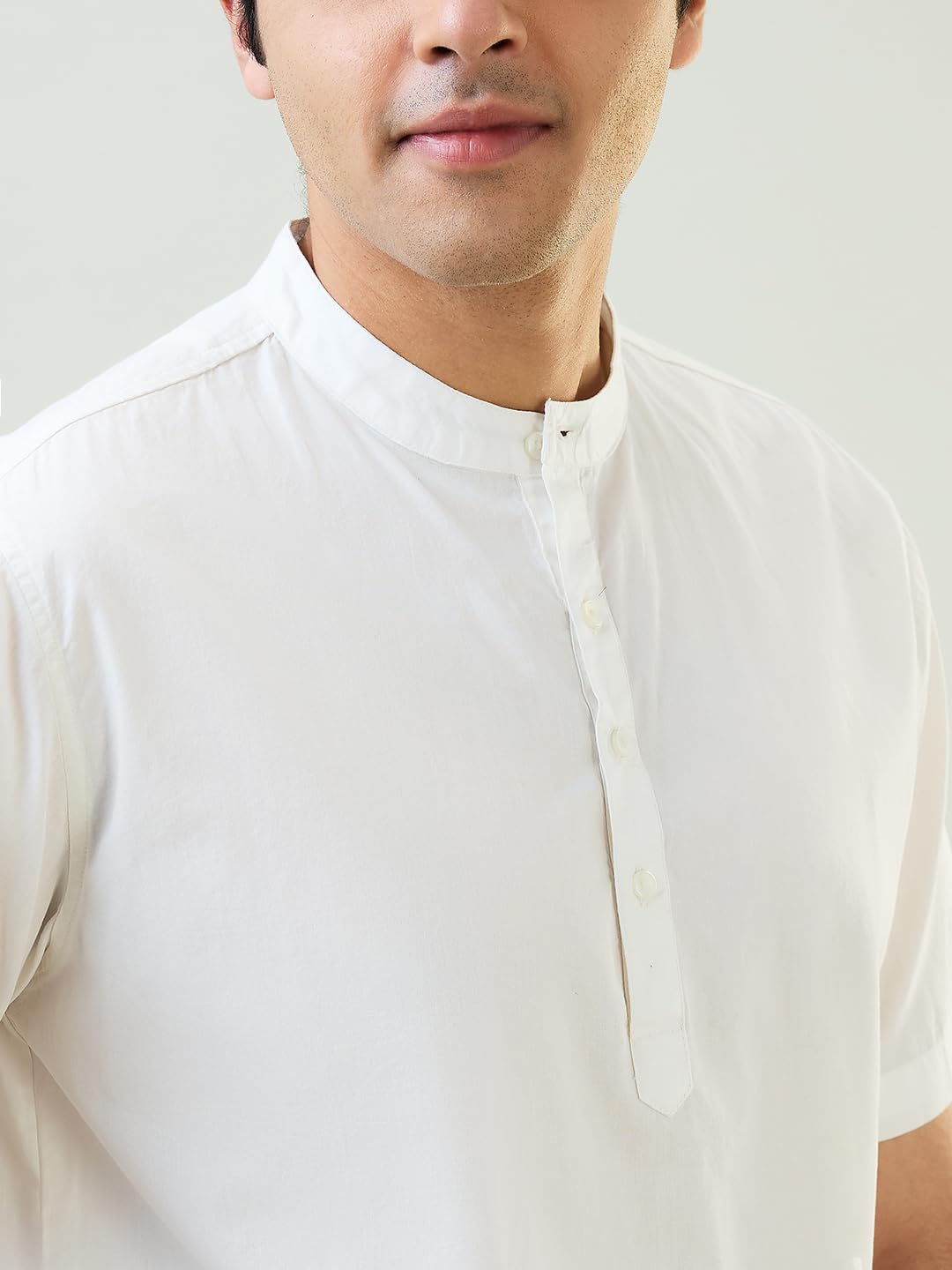 Raymond SleepZ Men Comfort Fit Solid Pattern Pure Cotton Mandrin Collar Kurta