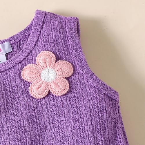 Hoscotch Girls Textured Purple Sleeveless Short Set For Ages (3-4 Years)