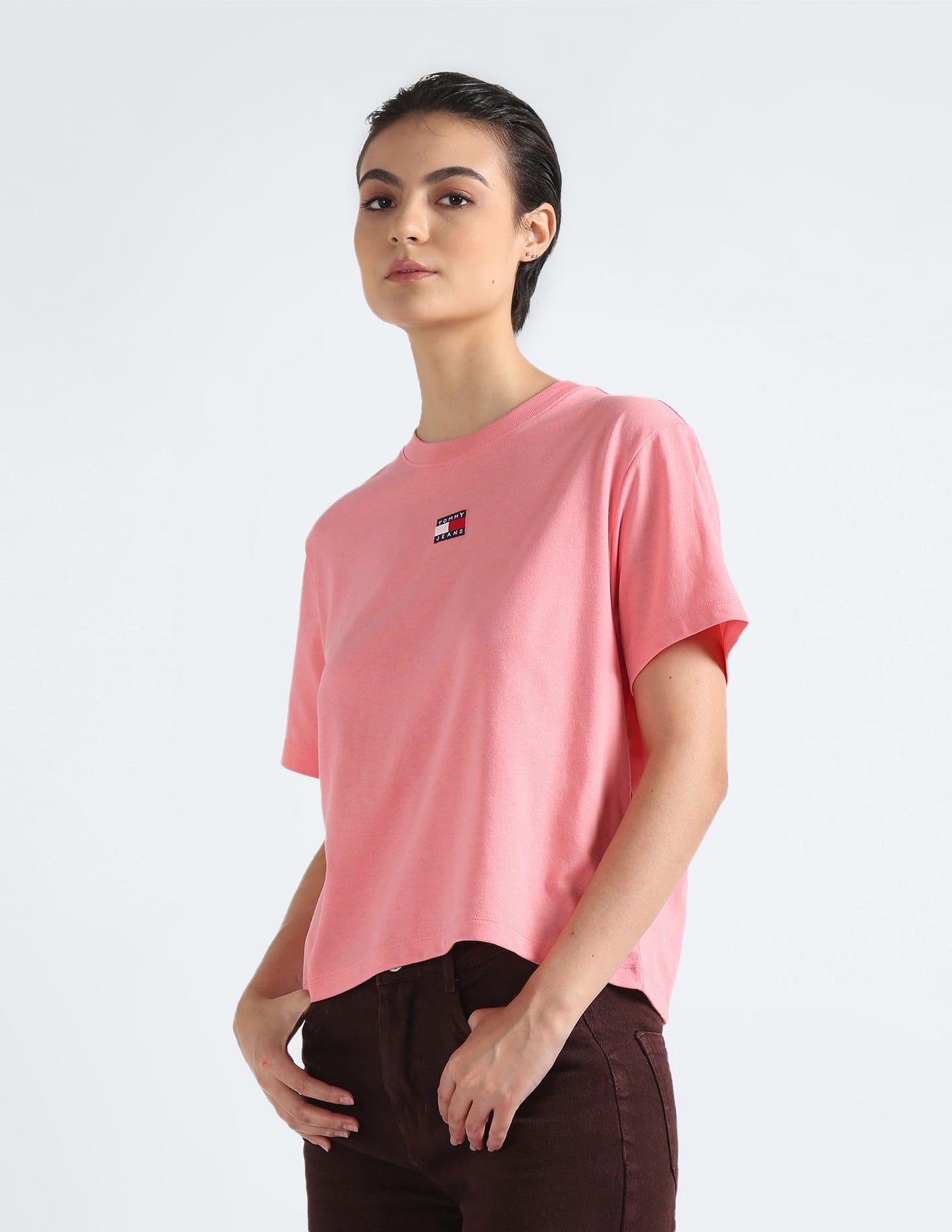 Tommy Hilfiger Womens Pink Color T-Shirt (M)