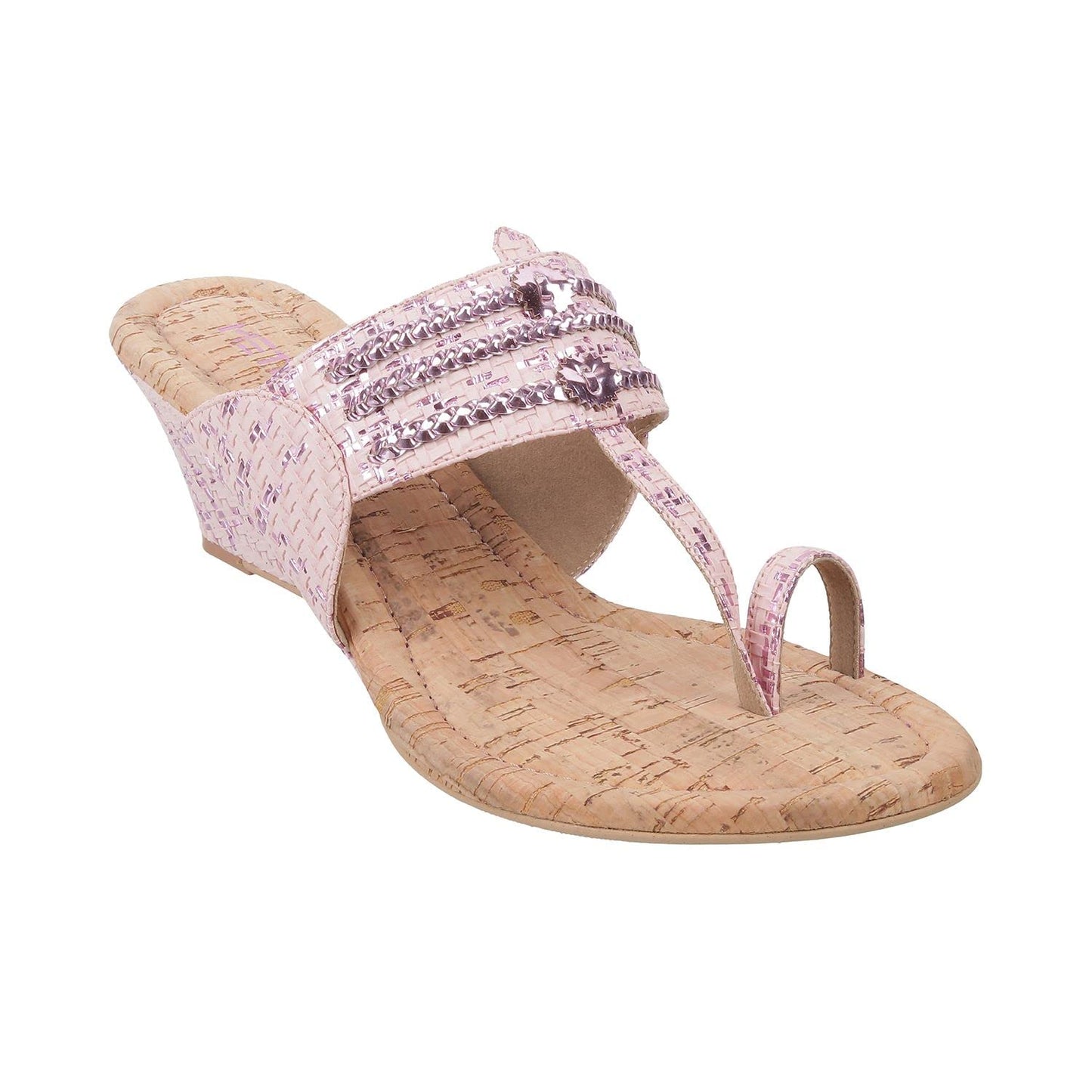 Metro Women Ethinc Kolhapuri Heel Sandal Rose Gold UK/5 EU/38 (32-1707)
