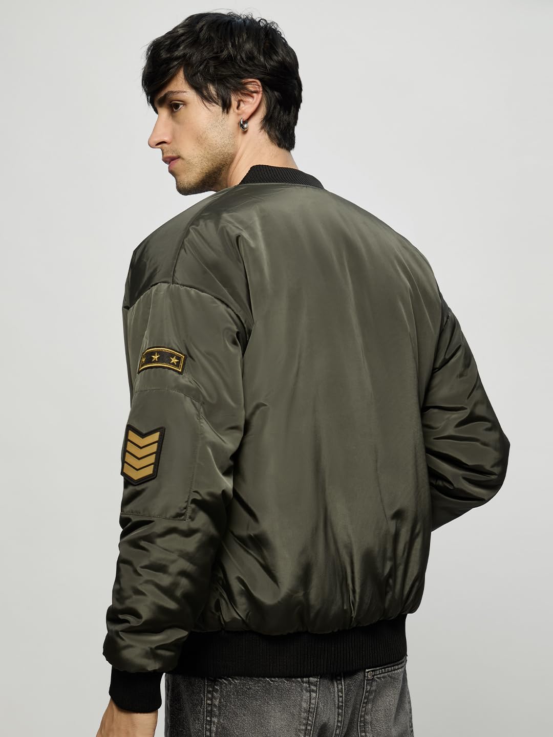 The Souled Store Bomber Jacket : Souled Army Men and Boys Long Sleeve Polyester Puffer Jackets