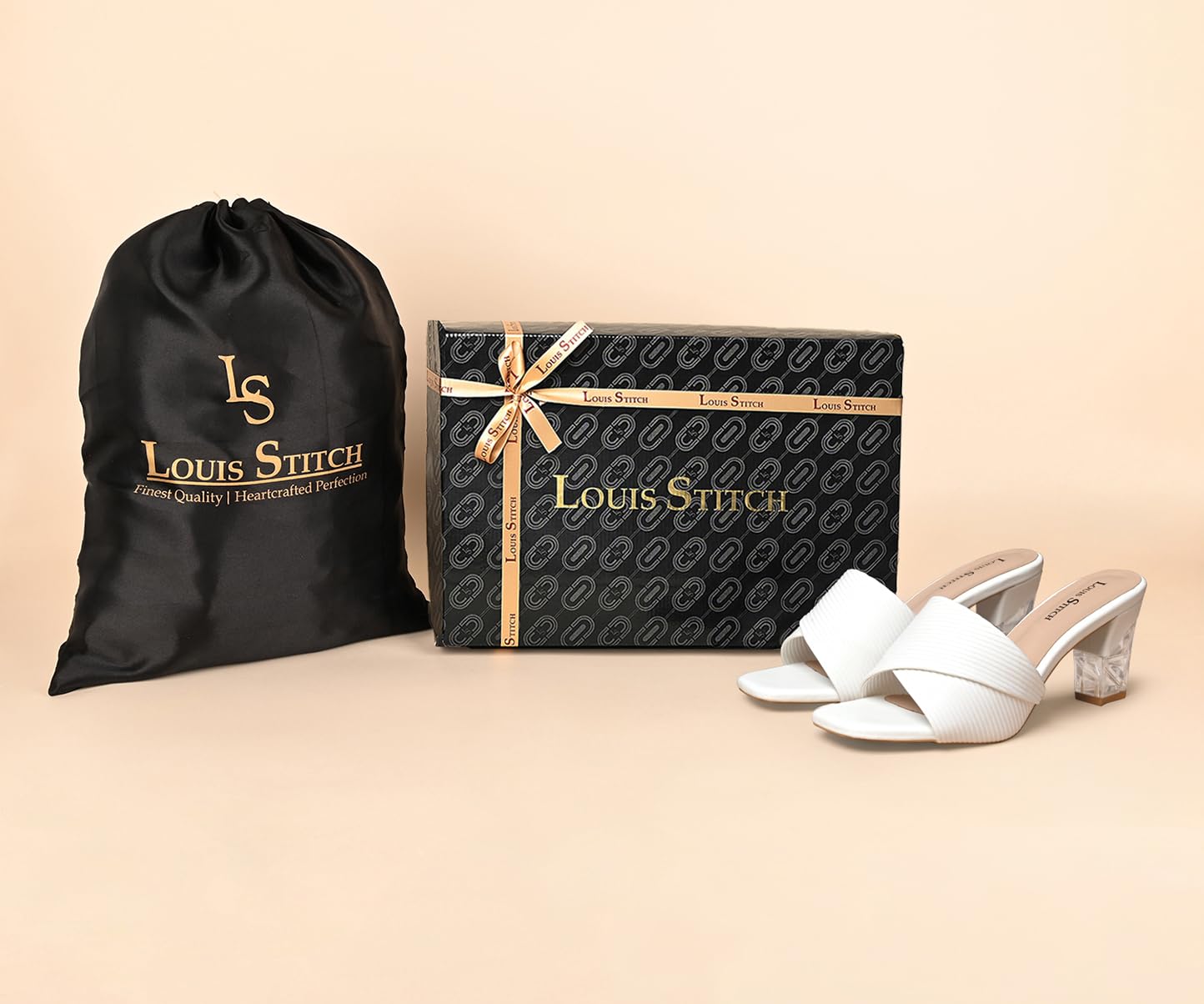 LOUIS STITCH Women’s White Block Heel Sandals | Comfortable Sandal for Ladies | LSOF-LDBH-TXMUWH |