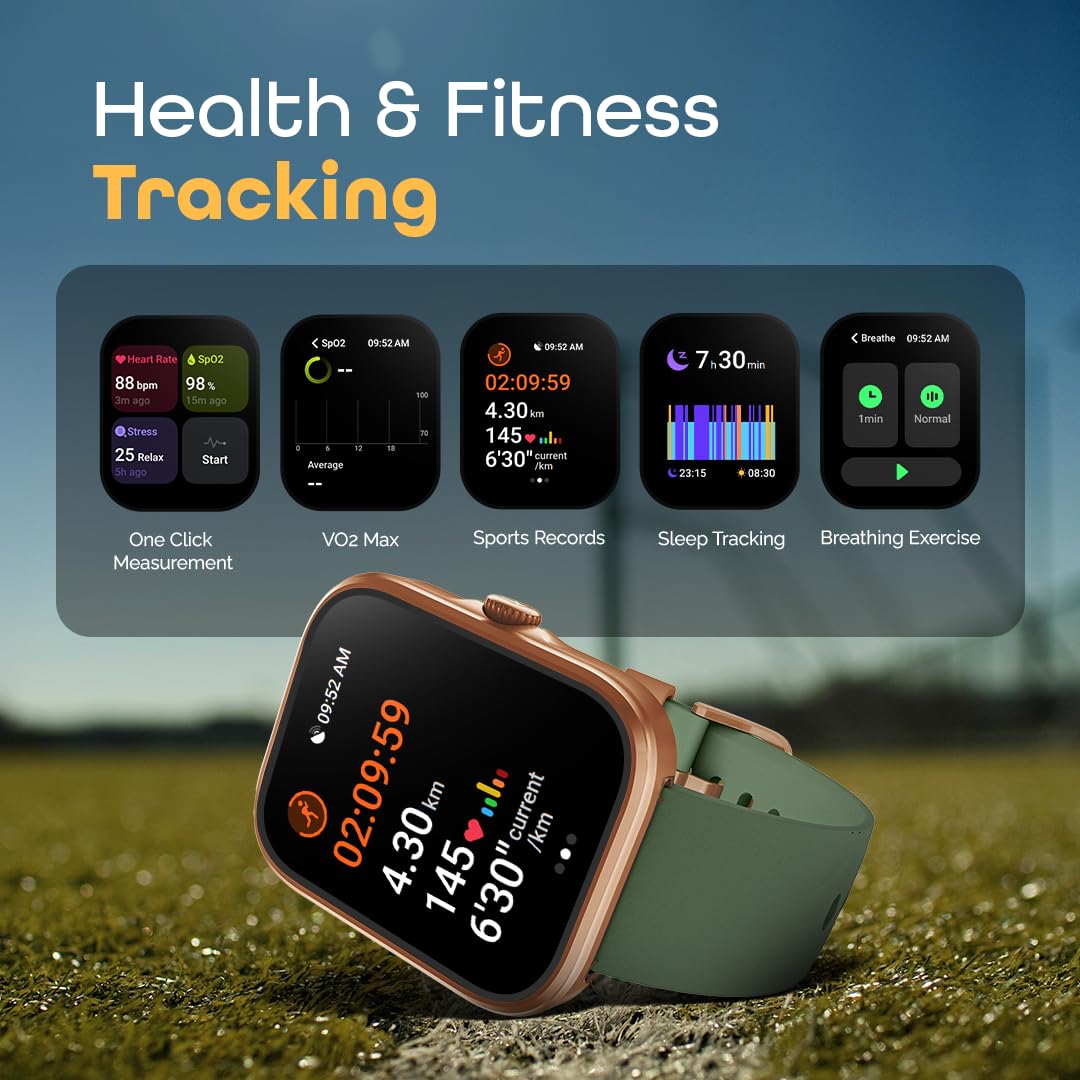 Fastrack Discovery Smart Watch, 4.9 CM AMOLED Display, SingleSync BT Calling, Built-in GPS, 100+ Multisport, Auto Recognition of Multisport, 5 Days Battery Life, 100+ Smartwatch Faces (Green)