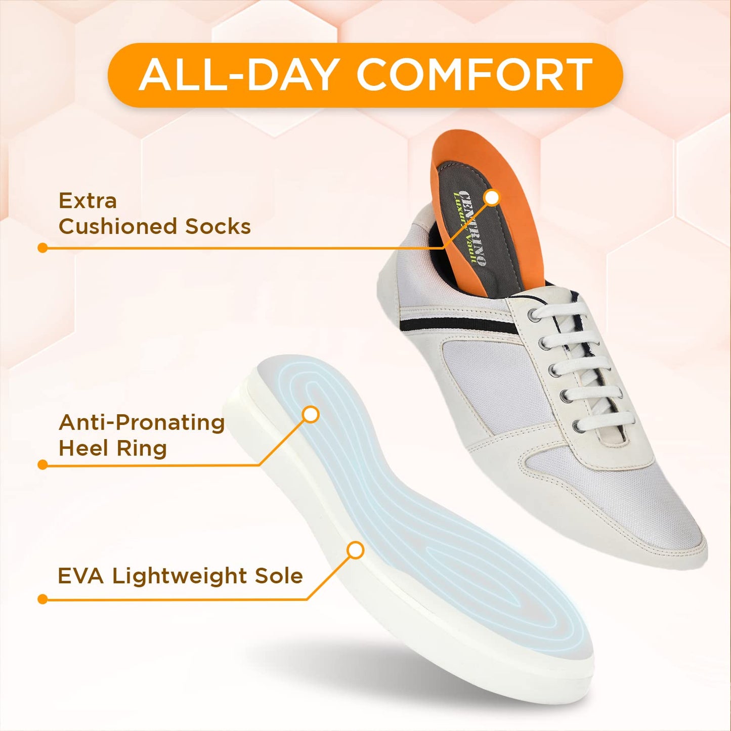 Centrino Casual Shoe for Men | Trendy Sneaker with Soft Cushioned Insole | Stylish, Durable & Comfortable Design | Ideal for Everyday Casual Wear & Outings 6007-01_White_8