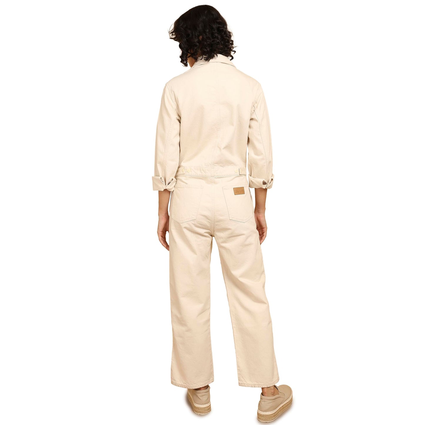 Wrangler Women's Solid White Classic Regular Fit Jumpsuit