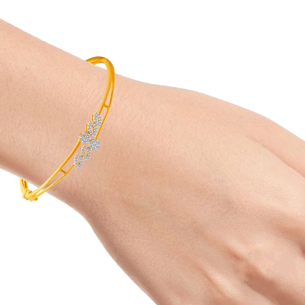 P.C. Chandra Jewellers 18Kt Yellow Gold And Diamond Bangle For Women