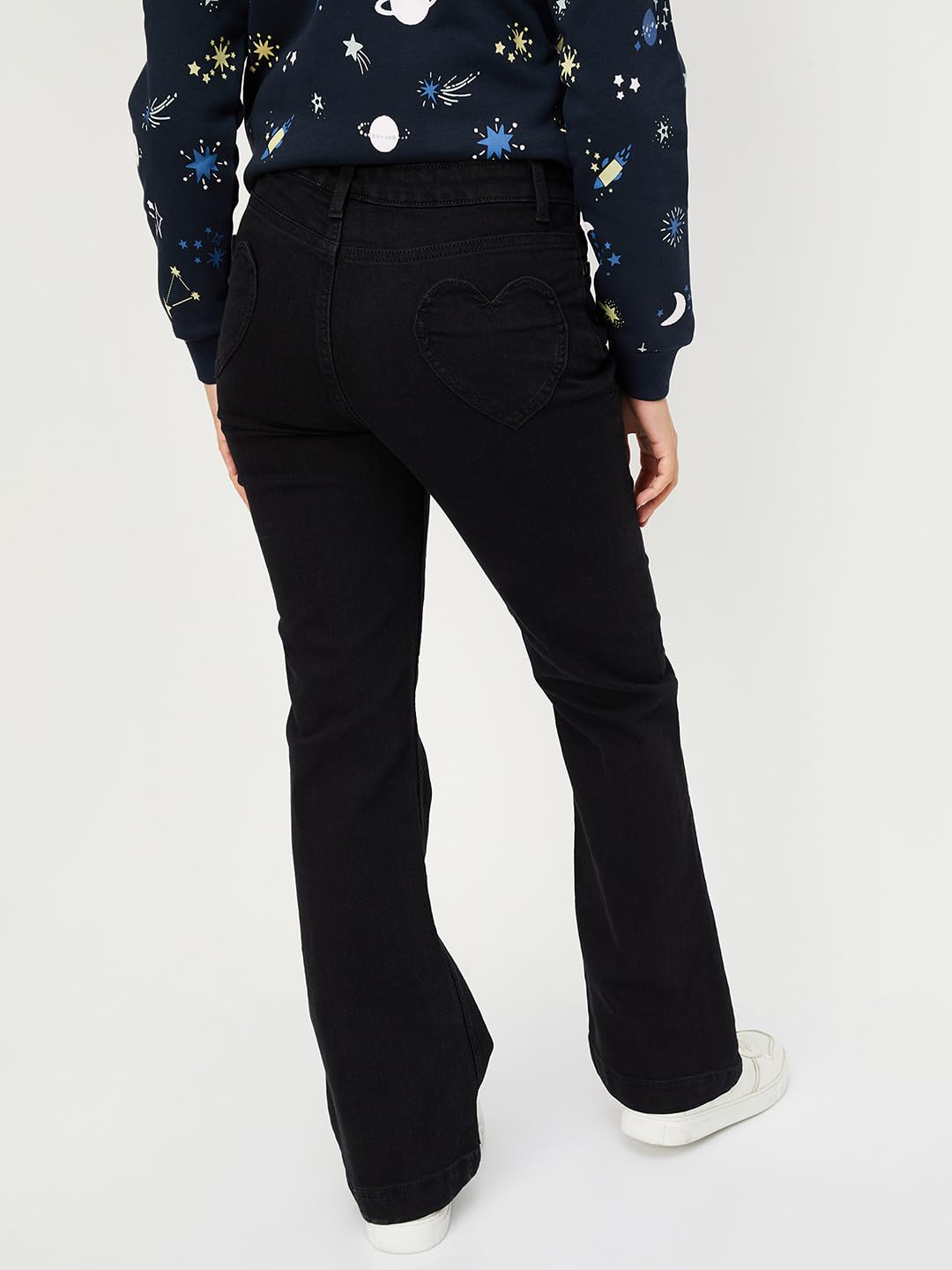 Max Girls Solid Flared Jeans (S24EFD10BLACK)_9-10Y