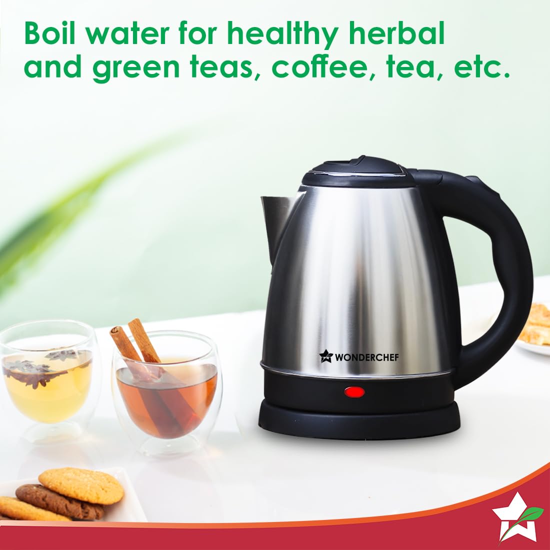 Wonderchef Acura Stainless-steel Electric Kettle | 1.5 L | Auto Shut-off | 360 Degree Swivel Base | Thermostat Control | Power Indicator | 1-year Warranty