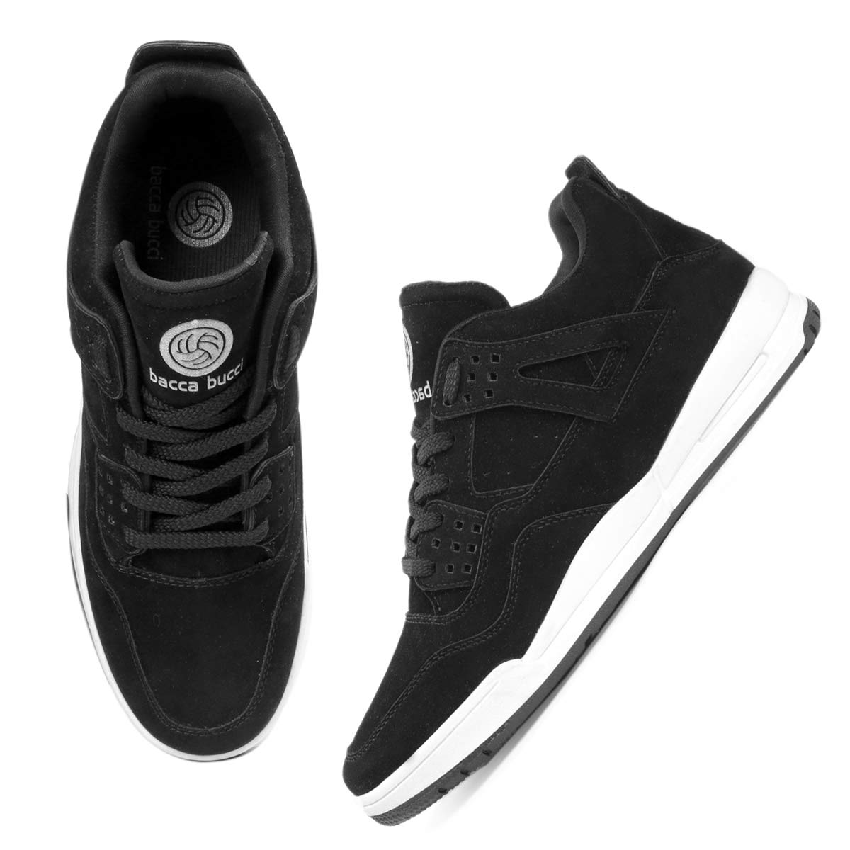 Bacca Bucci Men's Ultraforce Mid-top Athletic-Inspired Retro Fashion Casual/Outdoor Sneakers - Black, Size UK8
