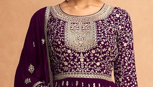 RUDRAPRAYAG Georgette And Santoon Anarkali Gown For Women | Semi Stitched Anarkali Gown For Women | Maxi Gown for Women 2026 | Gown in Clothing & Accessories
