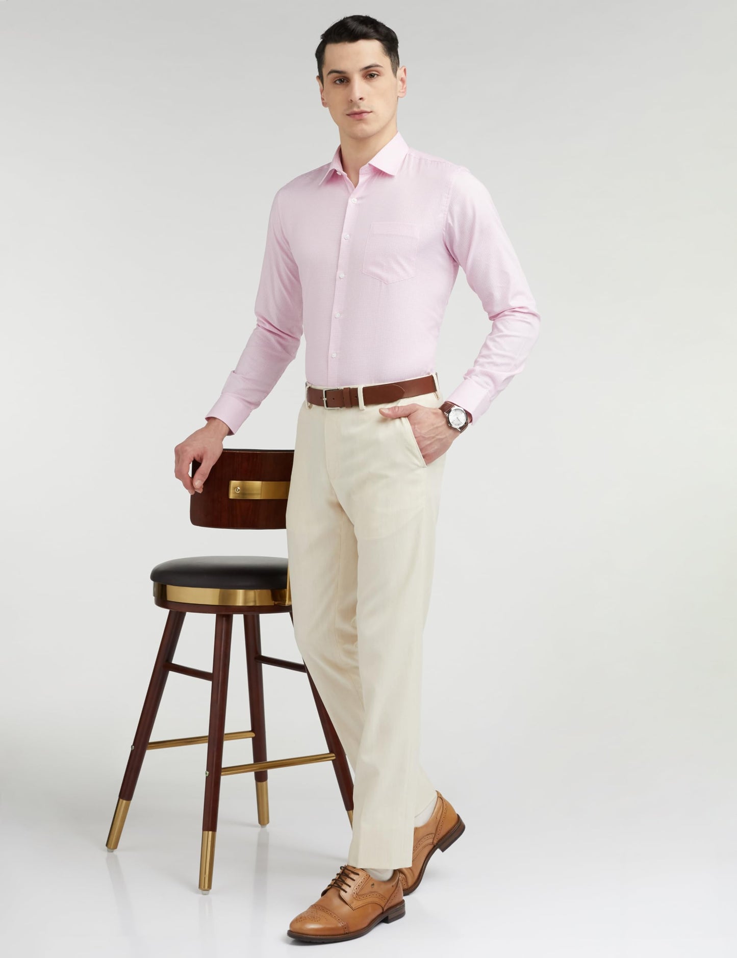 Van Heusen Men's Cotton Slim Fit Shirt (Vhsffslbx09112_Pink 40)