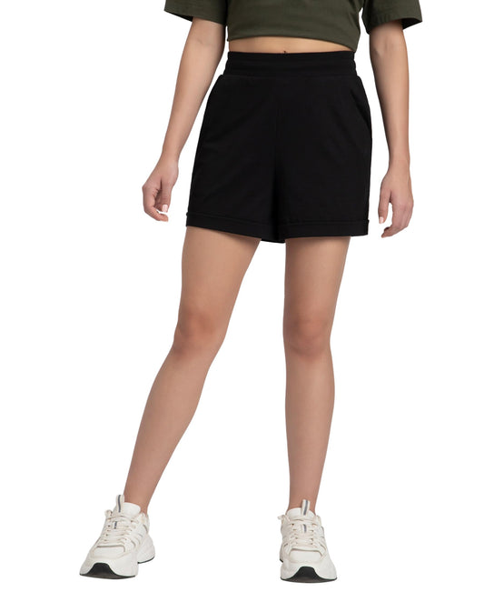 Jockey A157 Womens Super Combed Cotton Rich Straight Fit Shorts with Side Pockets_Black_S