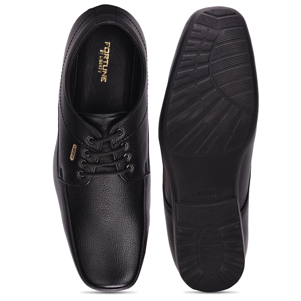 Liberty Fortune UVL-33 Lacing Derby Shoes For Men With PVC Sole | Comfortable & Lightweight | Cushioned Footbed | Durable, Stylish & Trendy Design | Padded Foam Insole | Formal Footwear (Black - 43EU)