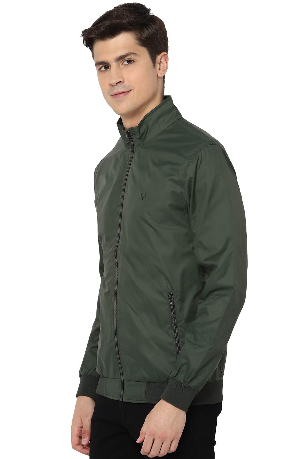 Allen Solly Men's Polyester A-Line Coat (ASJKOBOPY84400_Green_Medium)