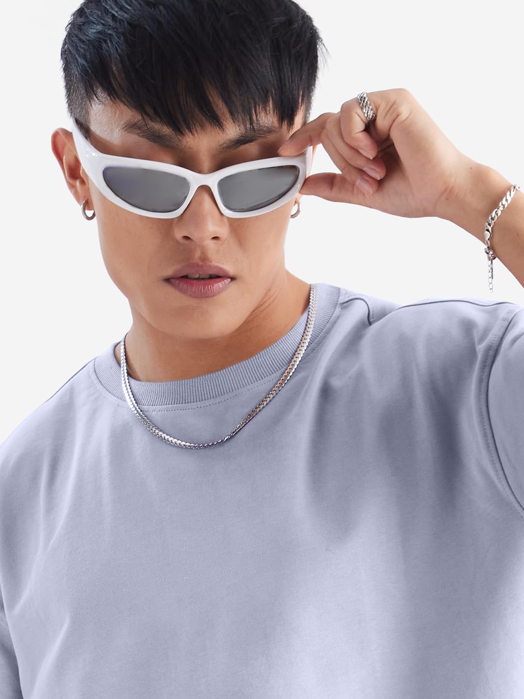 The Souled Store Original Solids: Lavender Men Oversized T-Shirts