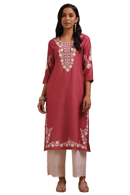 Soch Women's Viscose Blend Embroidered Kurta