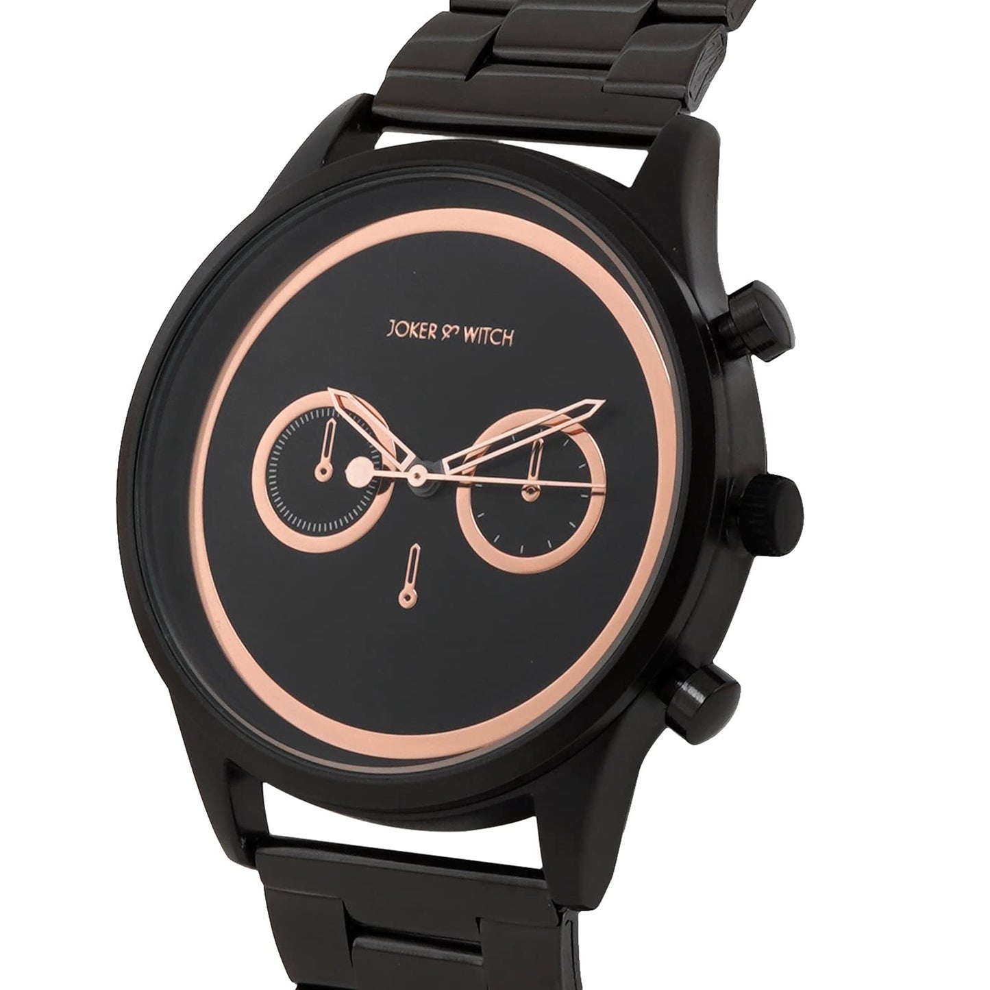 Joker & Witch Hudson 44mm Black Dial 22mm Gunmetal Stainless Steel Watch for Men