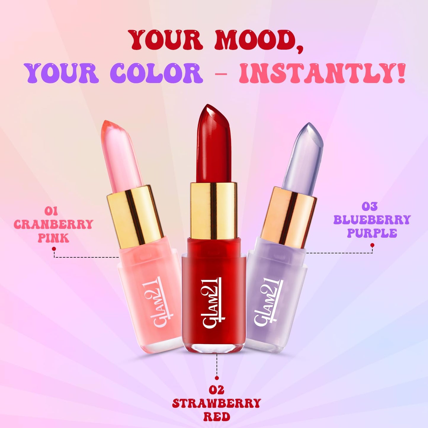 Glam21 Jelly Pop fruity gel lipstick| Moisturising | Glossy Finish | Gives a Natural Colour | Lightweight | 01- Cranberry Pink, 3.5gm