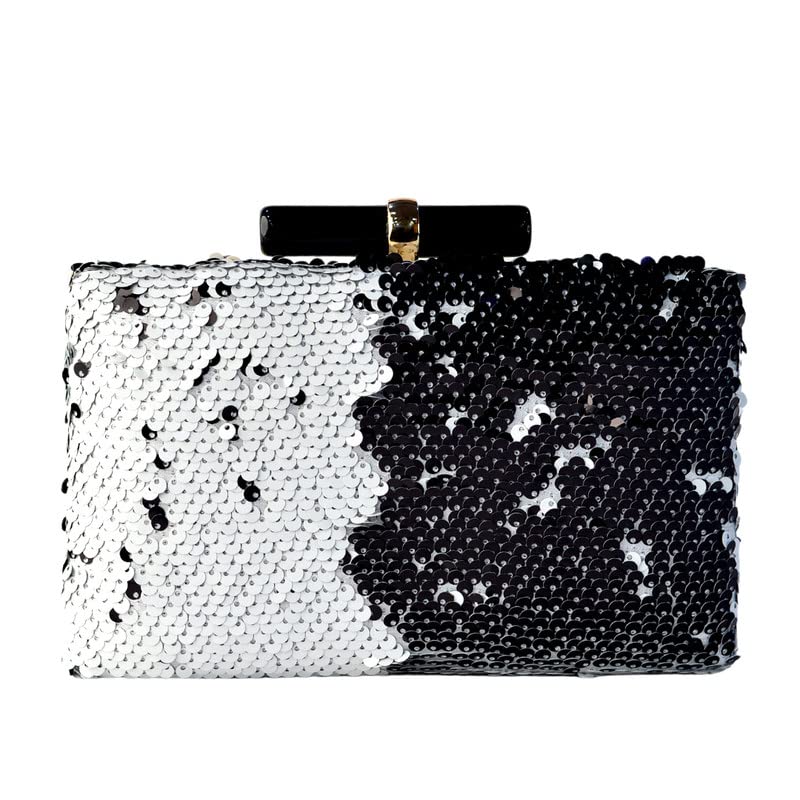 Half Silver And Black Clutch