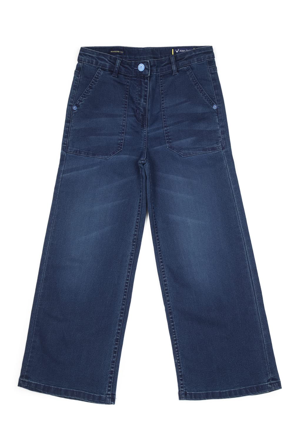 Allen Solly Girl's Relaxed Jeans (AGDNEBFFF50392_Medium Navy_7-8 Years)