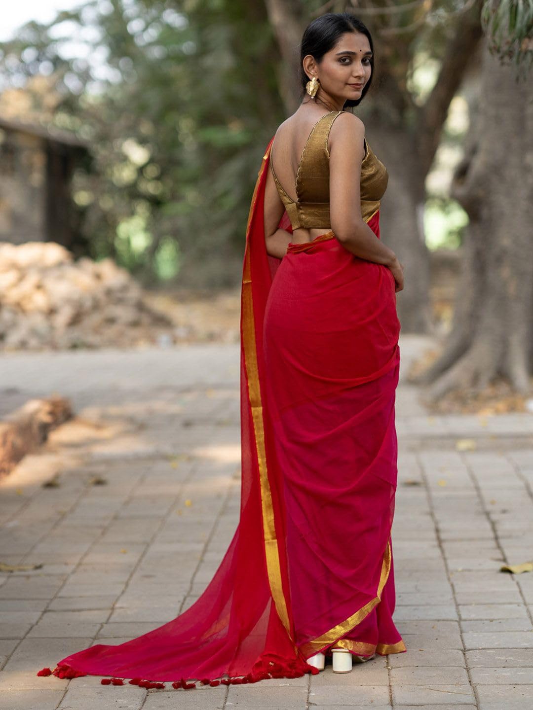 Suta Fuschia Pink Cotton Saree