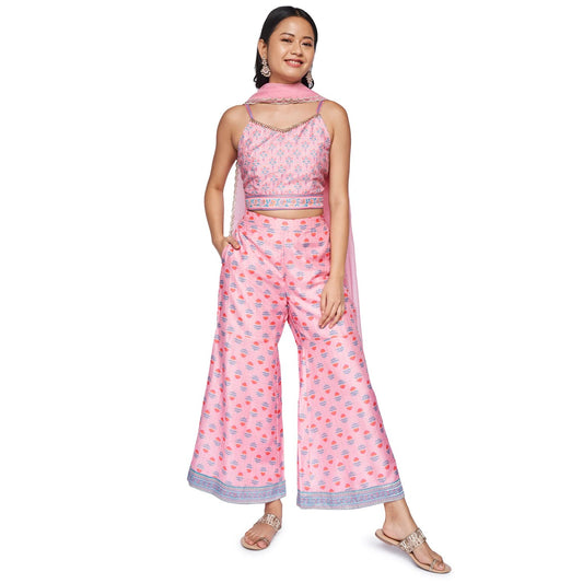 global desi Women's Polyester Suit-Dress Set (SS22GM1483PRS_Pink_XL)