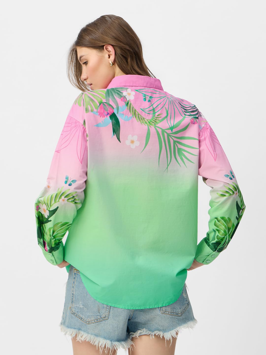 The Souled Store Official Jungle Book: Mowgli's Garden Women and Girls Long Sleeve Collared Neck Button Down Boyfriend Shirts