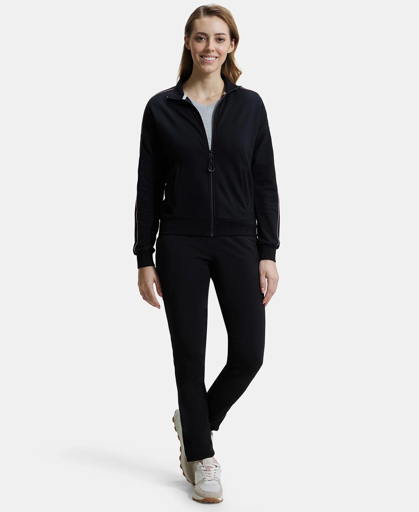 Jockey Women's Regular fit Jacket with Ribbed cuff and hem A111_Black_XL