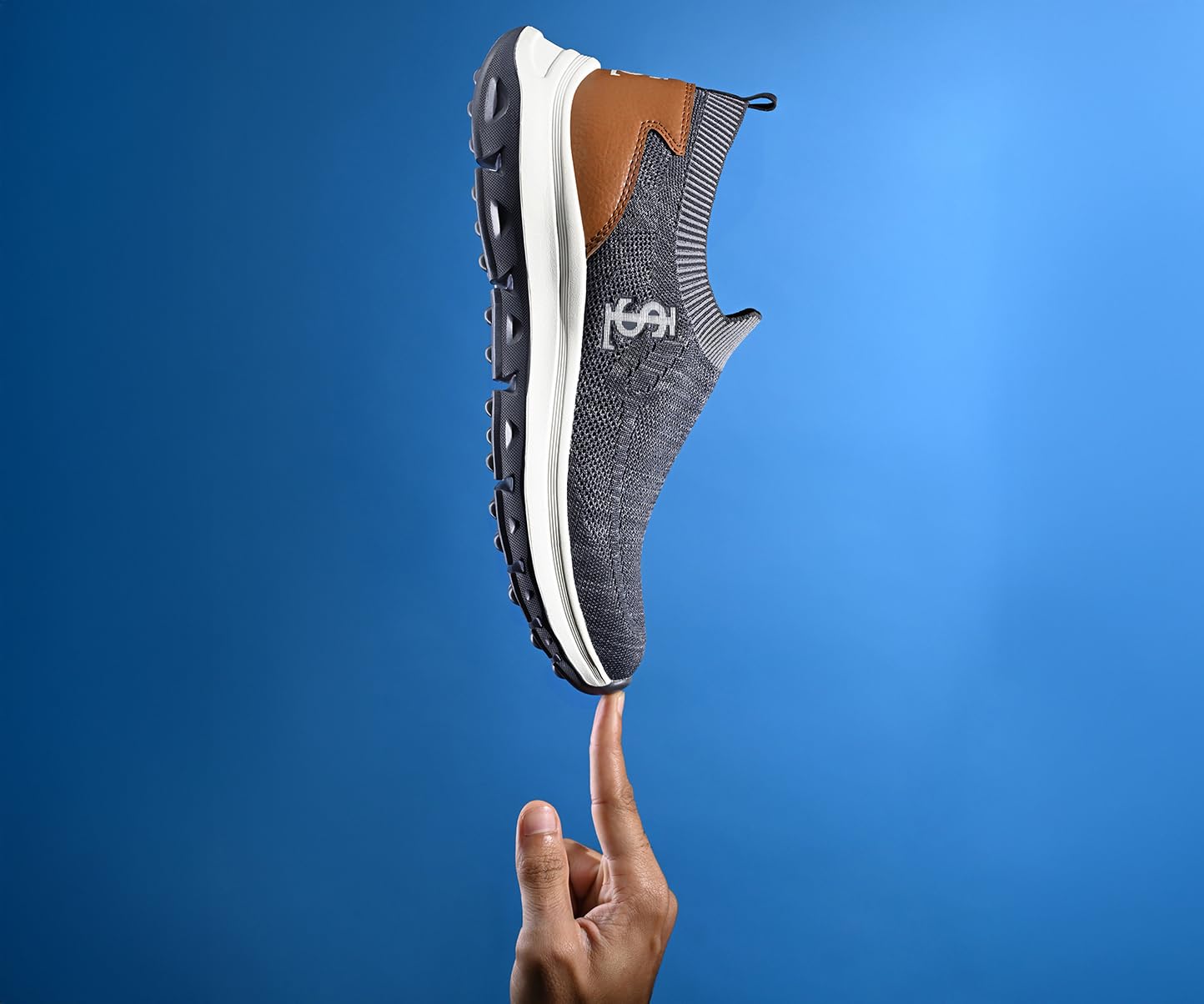 LOUIS STITCH Men’s Grey and Tan Lightweight Athleisure Sport Shoes | Dual-Color EVA Sole | Casual Sneaker & Athleisure Wear | LS-AT-FS01-GYTN