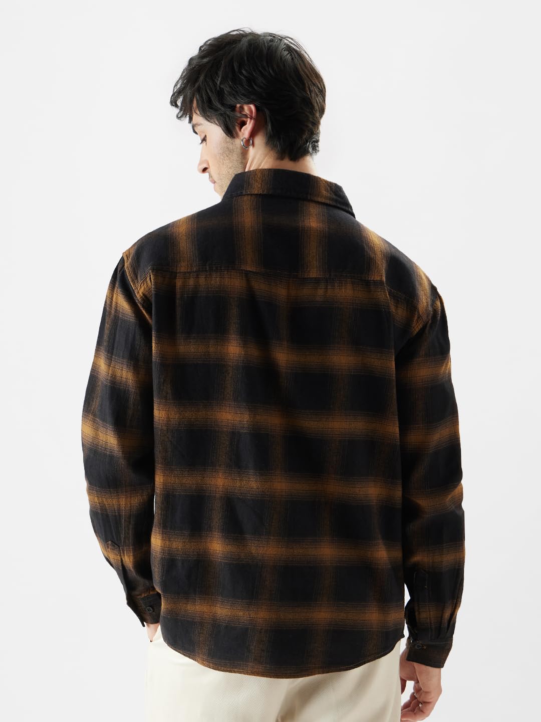 The Souled Store Plaid: Brown Mustard and Black Men Relaxed Shirts