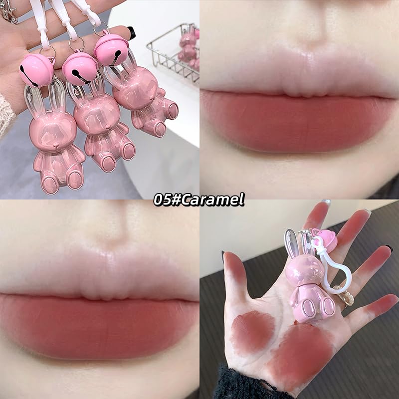 Gege Bear Pink Bunny Velvet Mist Lip Cream – Waterproof, Matte Lipsticks for Women with Soft Blurring Effect, Long-Lasting Lightweight Lip Color, Smudge-Proof & Airy Texture for a Cloud-Like, Plush Look (06-Jujube, 1.8g)