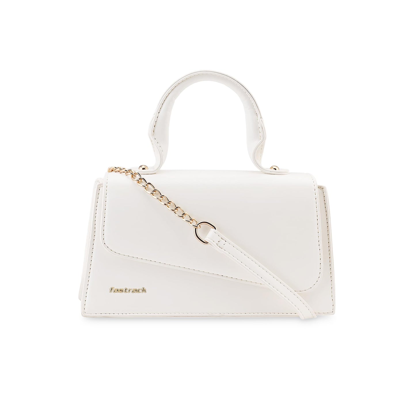 Fastrack Lil’Spark Sling | White Faux-Leather Women’s Handbag | Sling with Fixed Handle & Detachable Strap for Casual & Party Carry