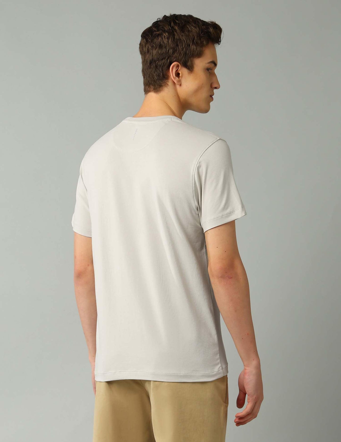 Arrow New York Men's Regular Fit T-Shirt (ANAJTS3114_Stone