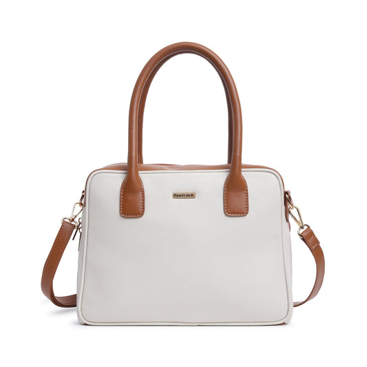 Fastrack Structured Satchel for Women | Stylish Satchel for Girls, Ladies, Women | Spacious Bag Made of Faux Leather (White)