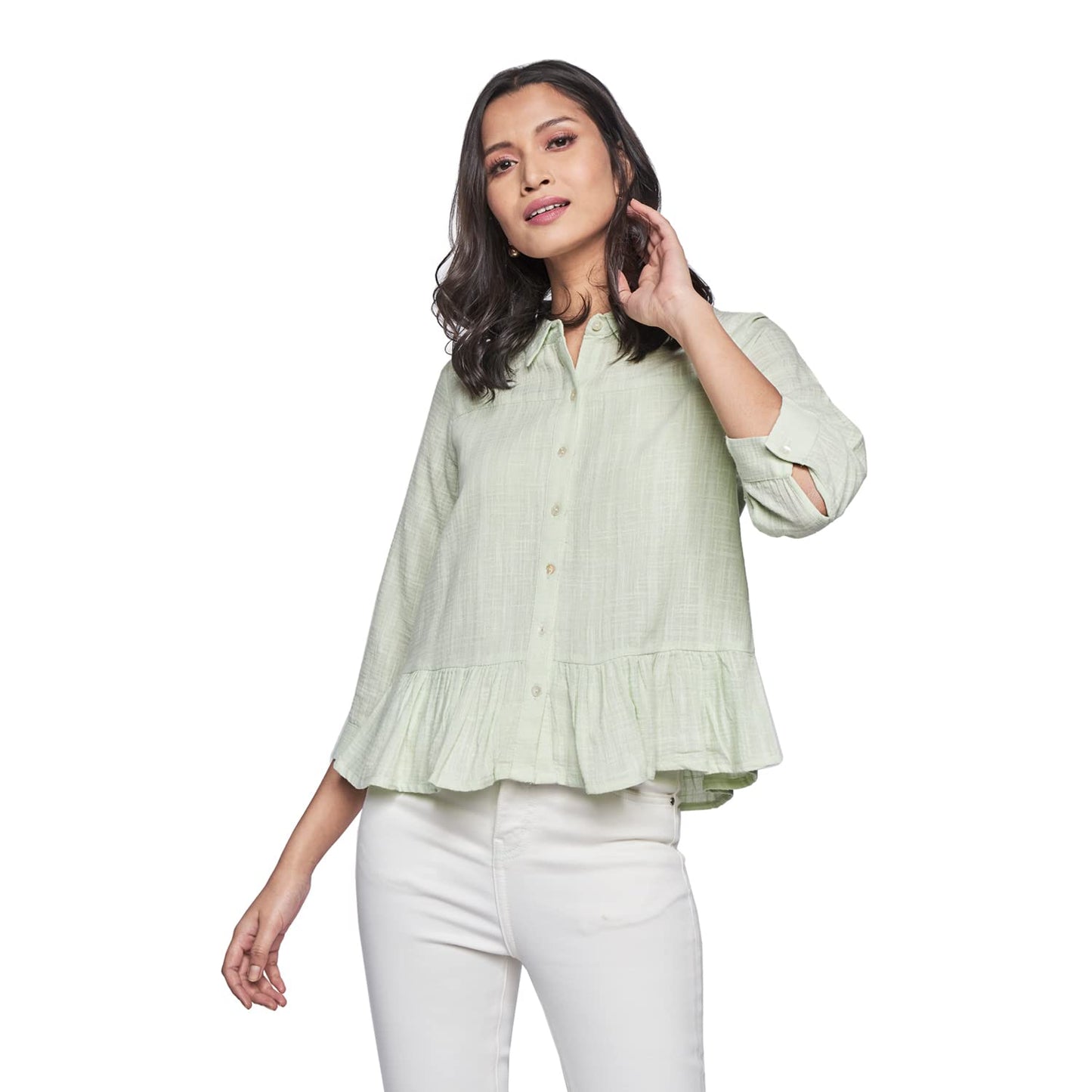 AND Women's Regular Shirt (SS22AB046TCD_Mint 10)