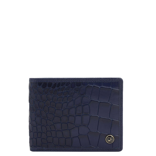 Da Milano RFID Protected Leather Wallet for Men with Card Slot - Blue