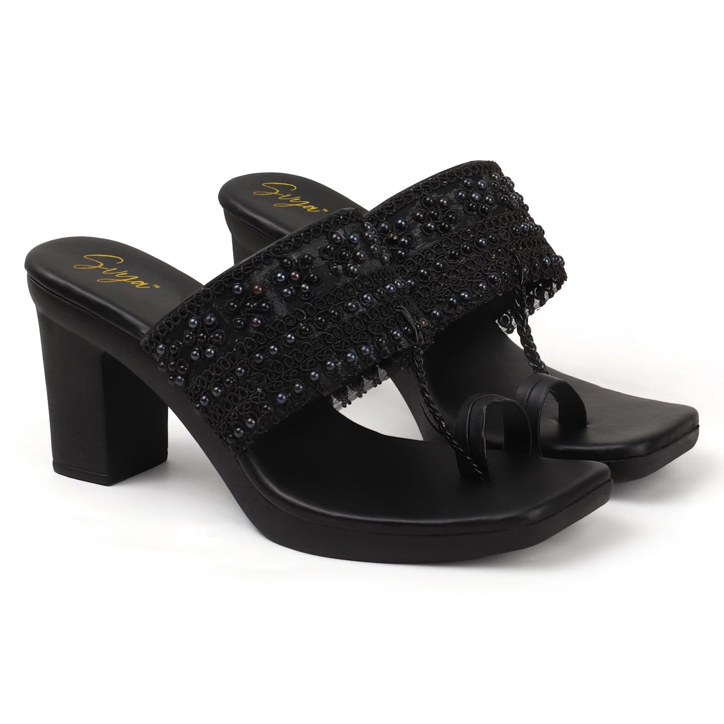 SVYA, Women Stylish Block heel Sandals For Casual Wear, Comfort Sandal for girls (Black, UK Footwear Size System, Adult, Women, Numeric, Narrow, 6)