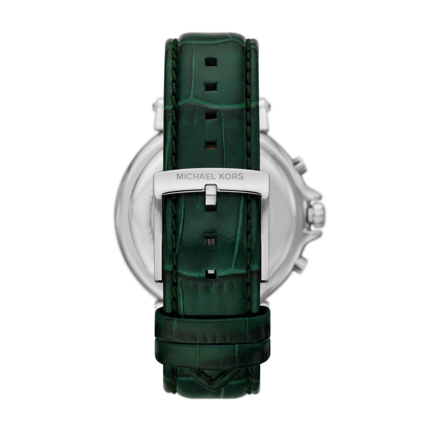 Michael Kors Leather Analog White Dial Women's Watch-Mk7498, Band Color:Green