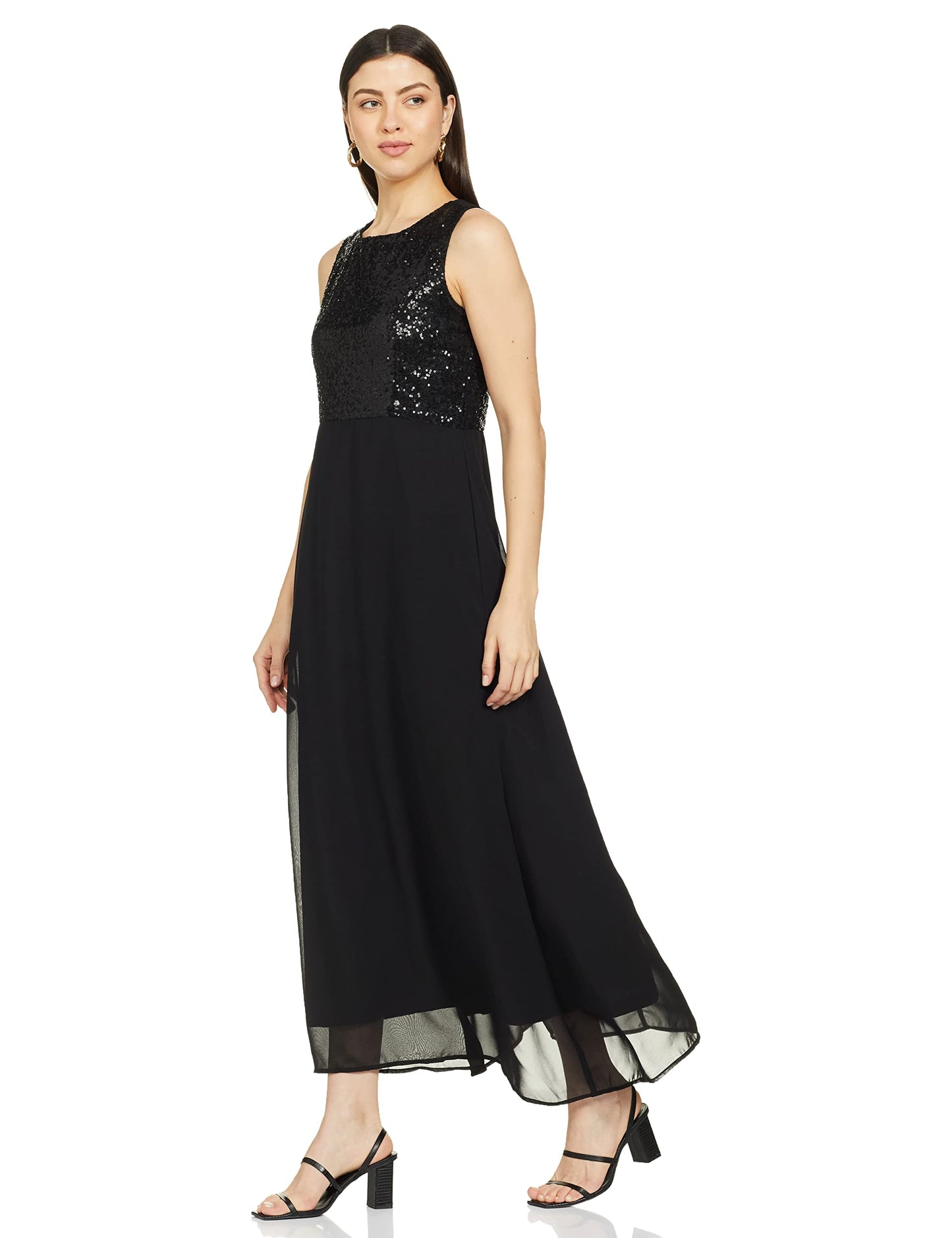 Carlton London Women's Standard Length Casual Dress (CL050_Black_Medium_Black_M)
