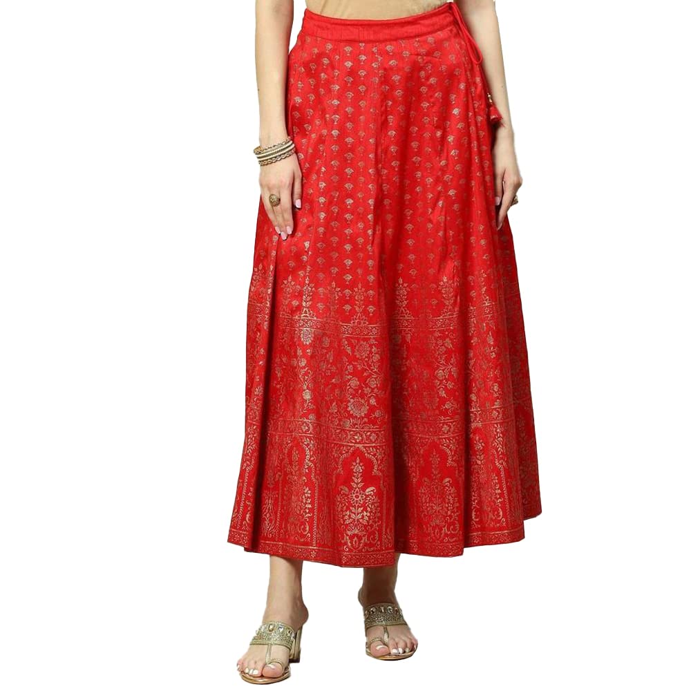 BIBA Women Printed Flared Mix and Match(SKIRTS/T18787_RED_S)