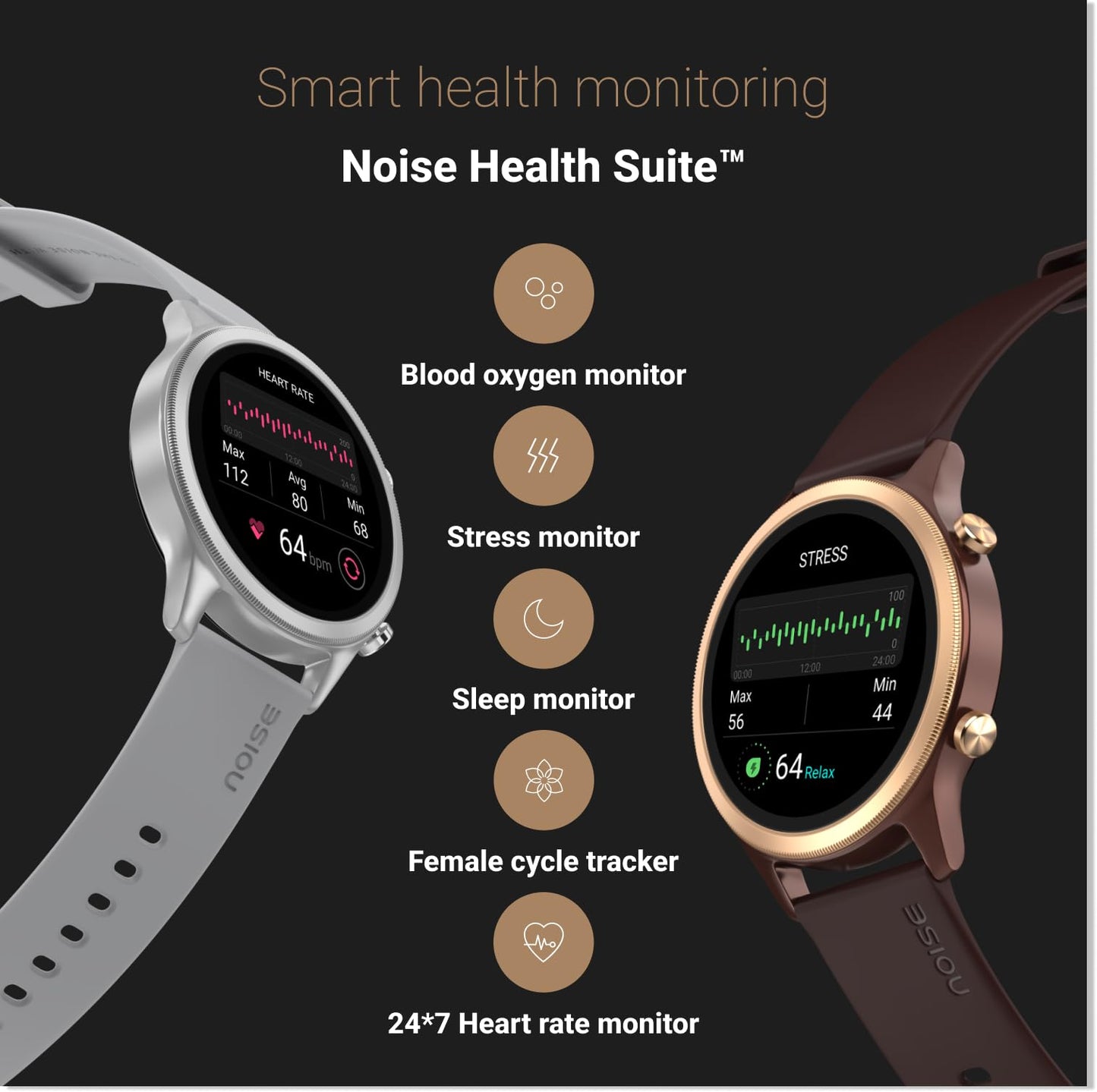 Noise Evolve 3 1.43" AMOLED Always on Display, BT Calling, Round Dial, Metallic Design Smart Watch for Man & Woman, Smart Gesture Control, 100 Sports Modes (Vinatge Brown)