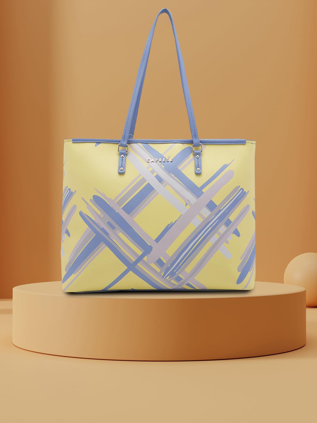 Caprese Renee Tote Large Yellow Bag for Women|Shoulder & Handheld Bag with Spacious Design, Multi-Compartment, Durable, Comfortable Straps for Work, Travel, Shopping & Daily Use