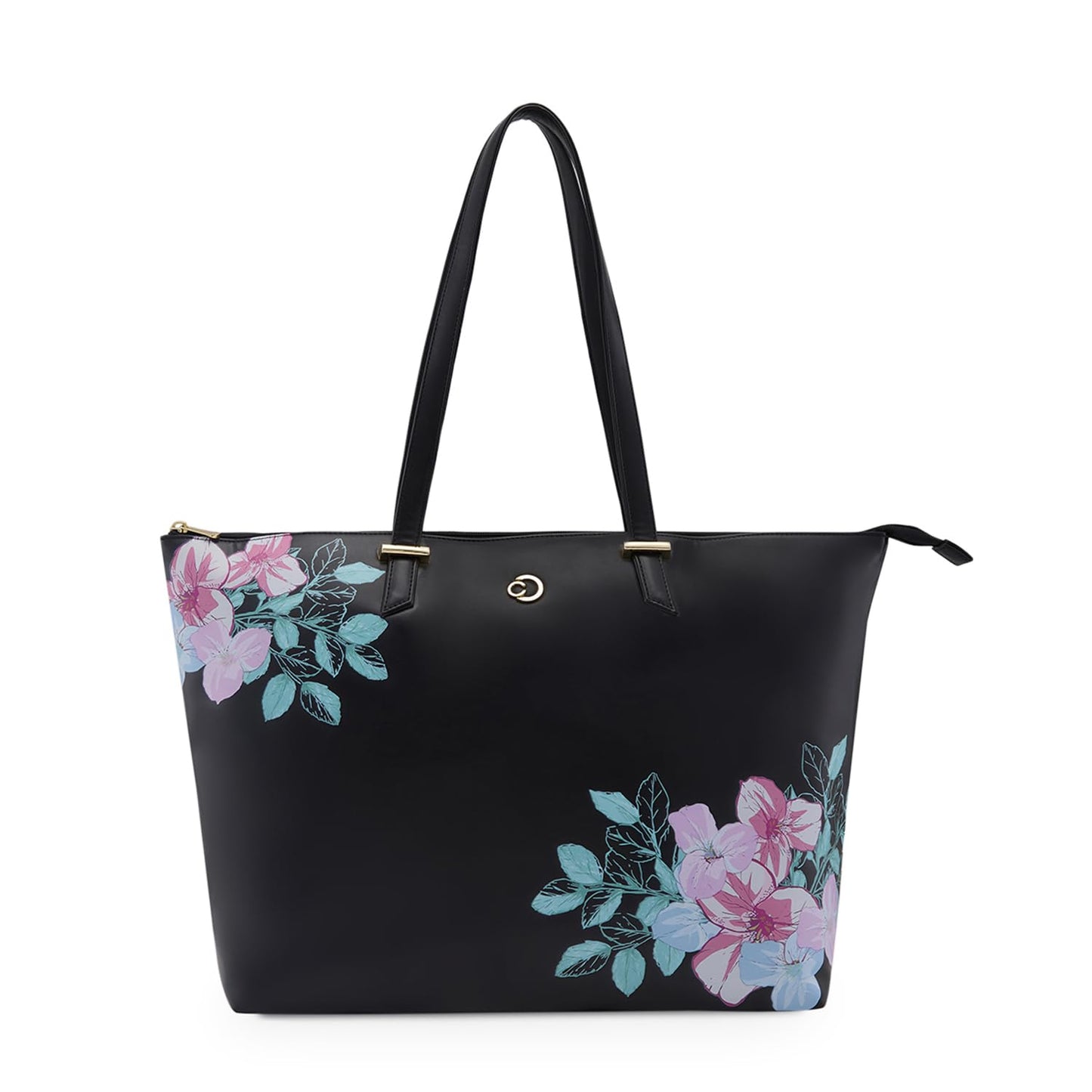 Caprese Shanaya Tote Bag, Large-Black | Stylish Handbag for Women | Spacious, Versatile Office & Daily Essentials Tote | Top Zip Closure