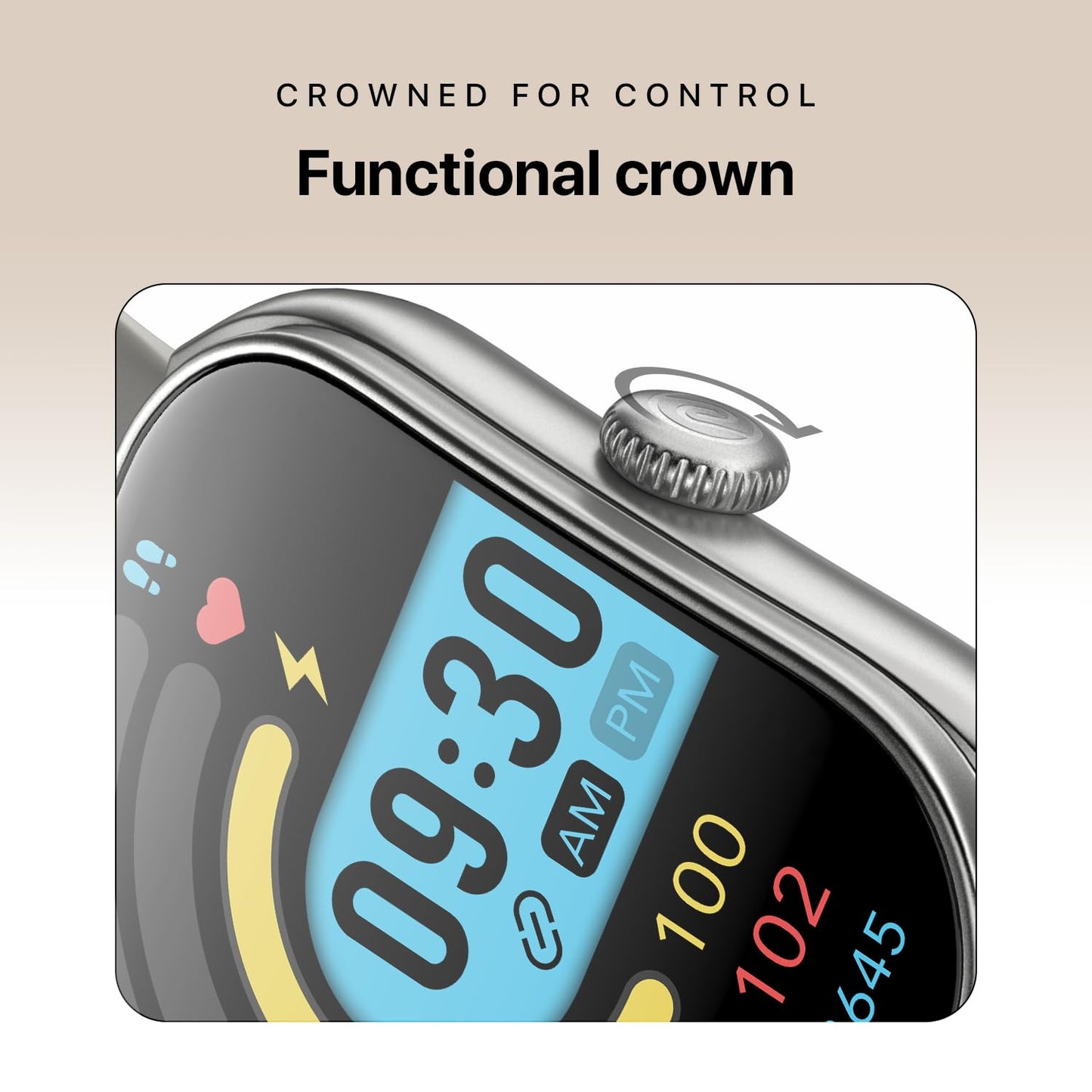 Noise Icon Arc 2.01" Immersive Curved Display Smartwatch, 10-Day Battery, 1ATM Water Resistant, Functional Crown, 100+ Sports Modes, Health Suite™, Voice Assistant, Built-in Games (Silver Grey)