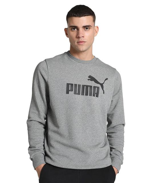 Puma Men's Cotton Crew Neck Sweatshirt (680590_Medium Gray Heather