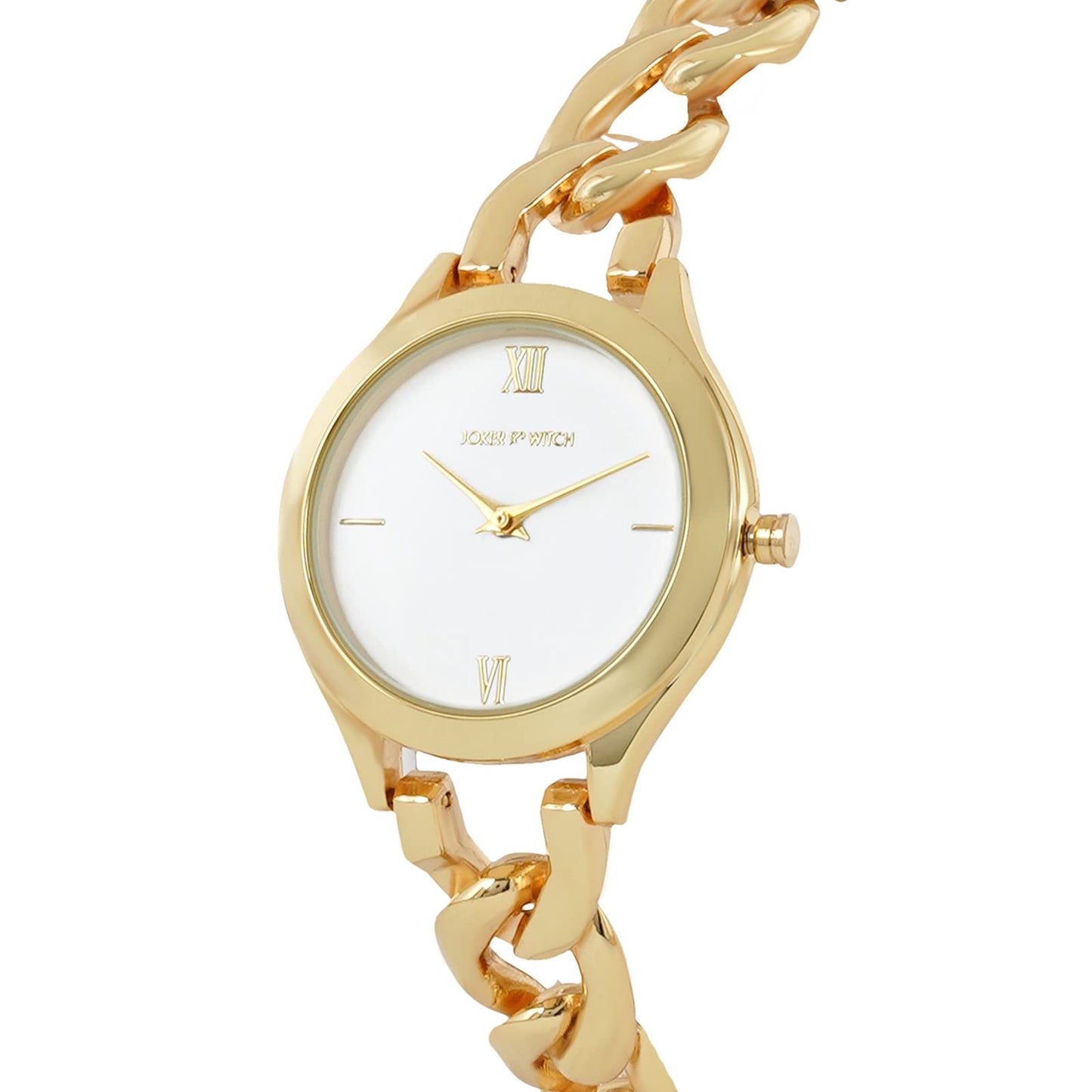 Joker & Witch Vegas 32mm White Dial 14mm Gold Stainless Steel Watch for Women